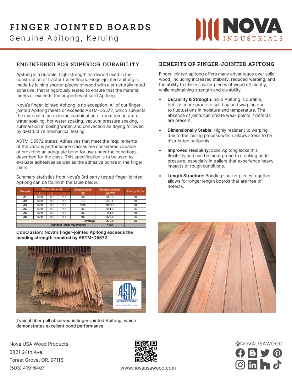 Apitong Finger Jointed Fact Sheet